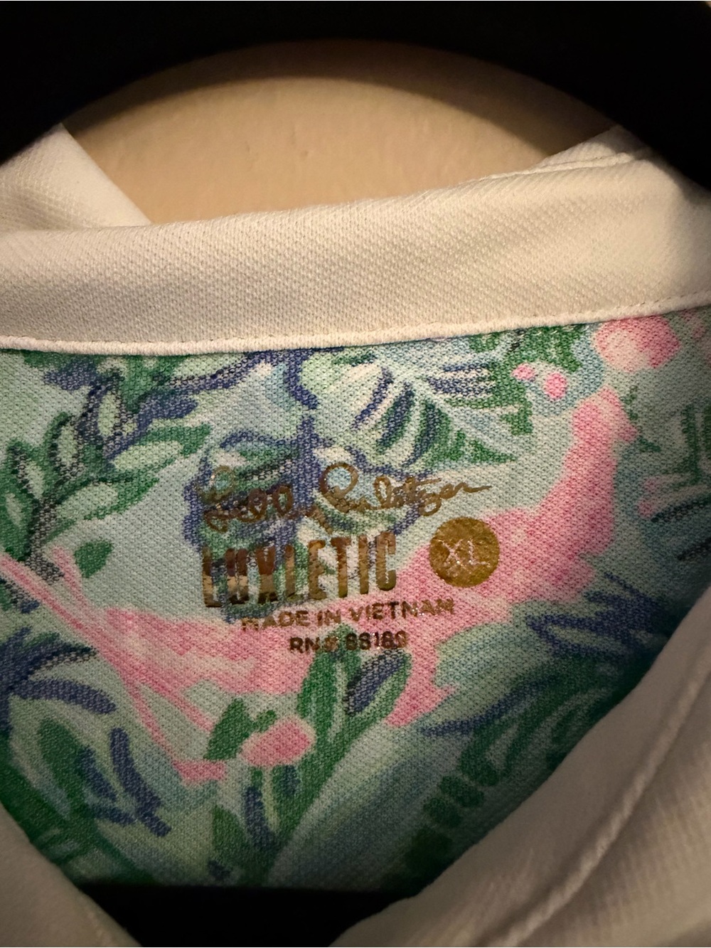 Lilly Pulitzer Floral & Flamingo Polo Top in Teal, Pink & White - Picture 4 of 5